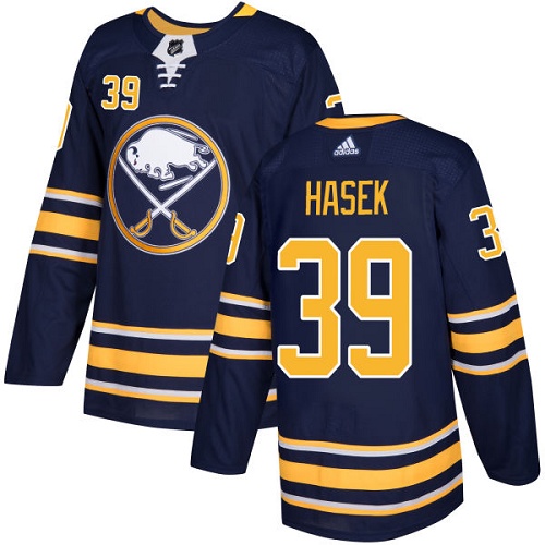 Men Adidas Buffalo Sabres #39 Dominik Hasek Navy Blue Home Authentic Stitched NHL Jersey->buffalo sabres->NHL Jersey